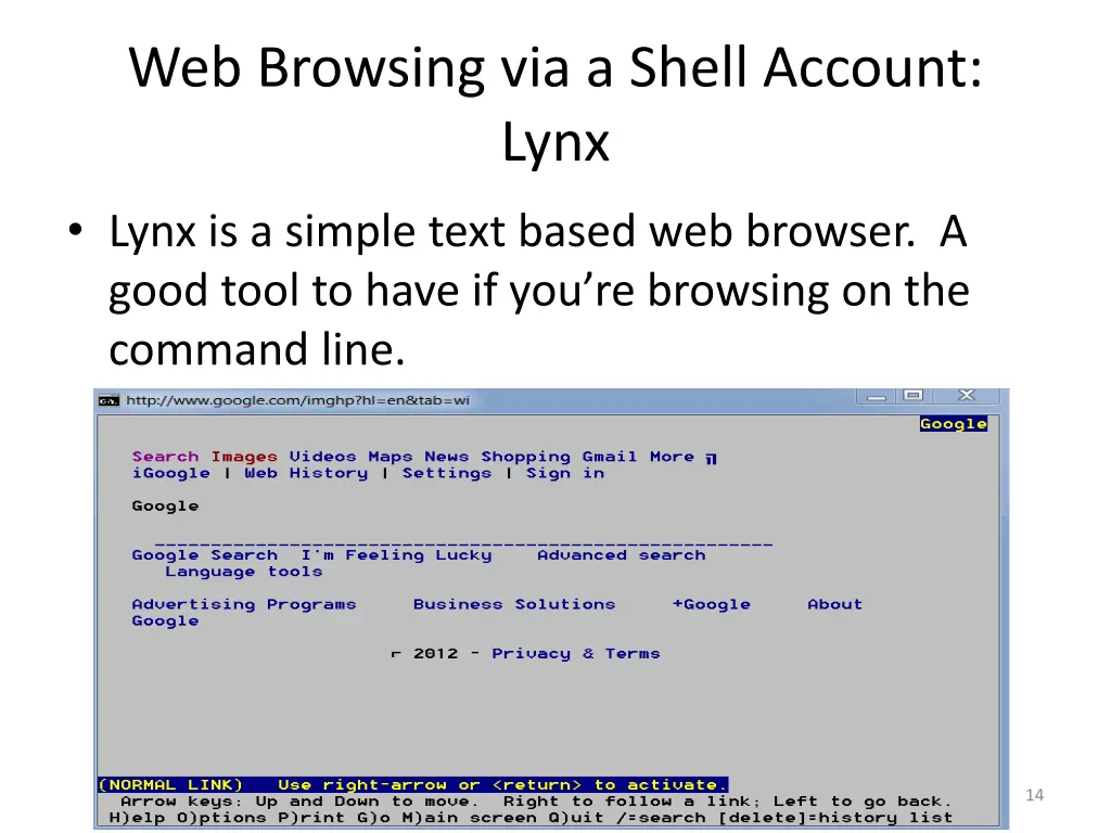 web browsing via a shell account lynx