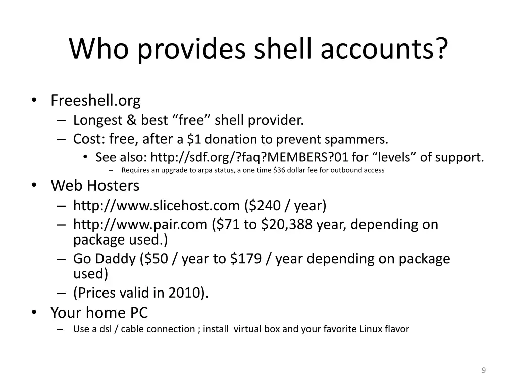 who provides shell accounts