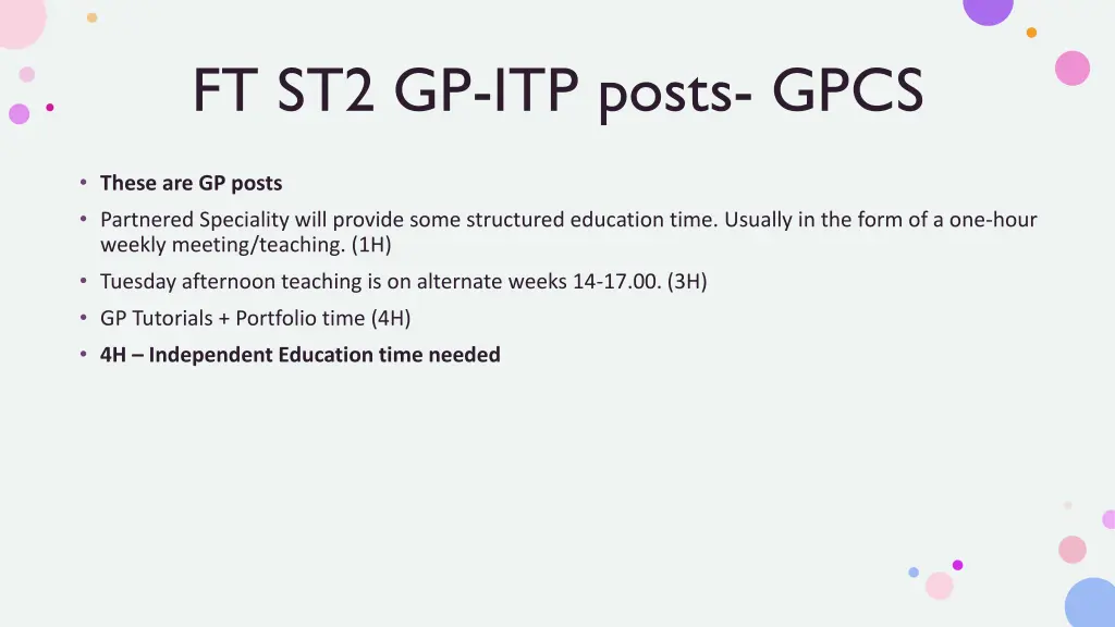 ft st2 gp itp posts gpcs