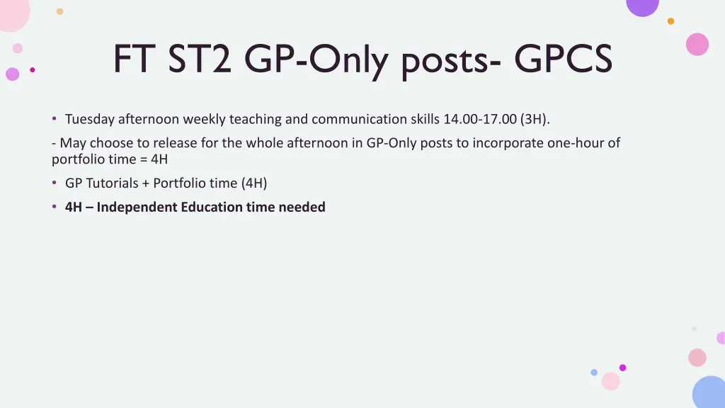 ft st2 gp only posts gpcs