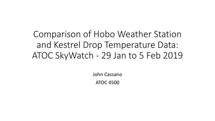 comparison of hobo weather station and kestrel