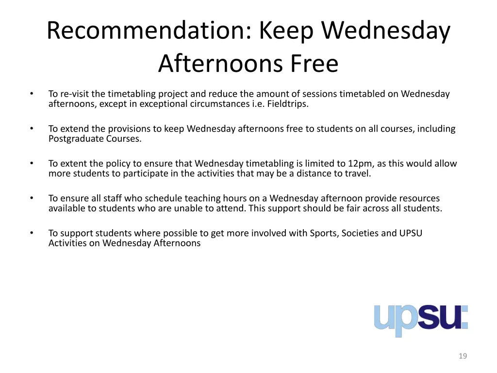 recommendation keep wednesday afternoons free