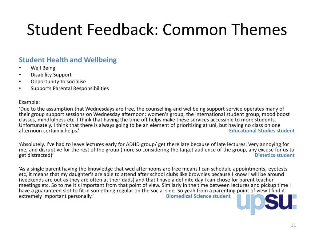 student feedback common themes 1