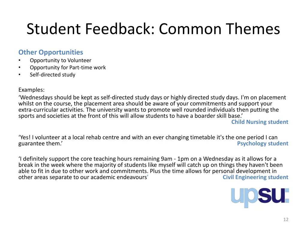 student feedback common themes 2