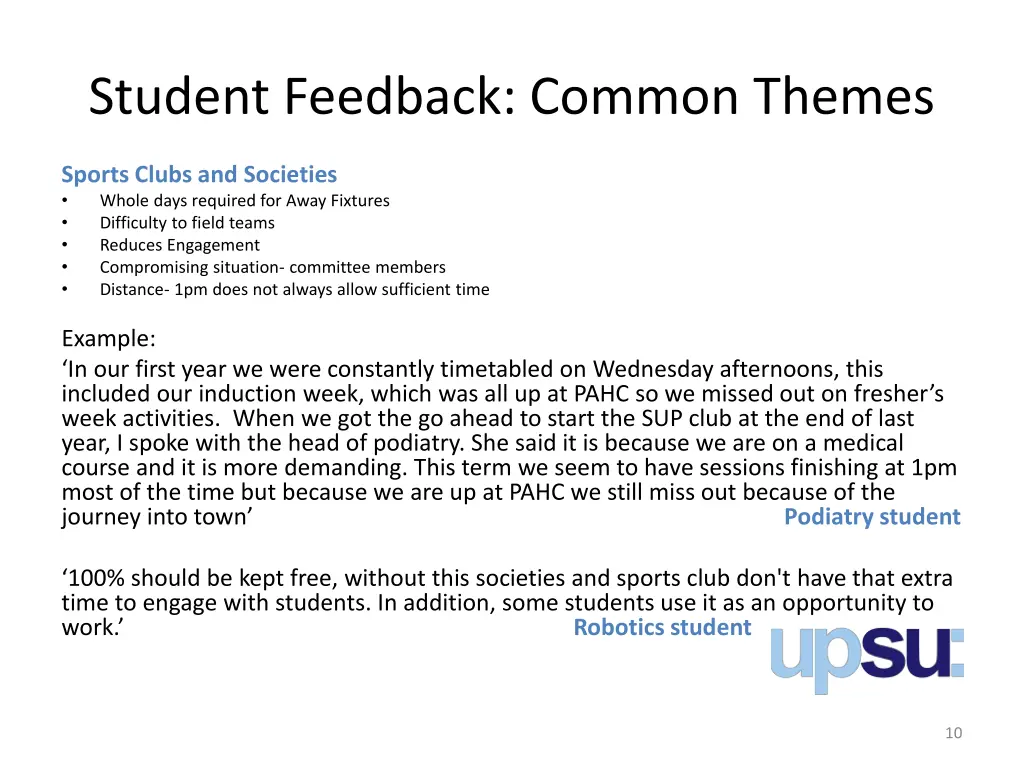 student feedback common themes