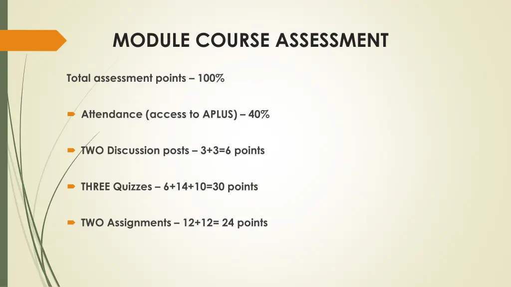 module course assessment