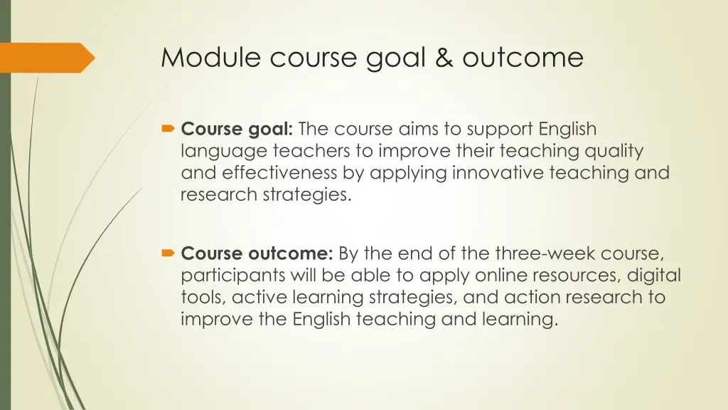 module course goal outcome