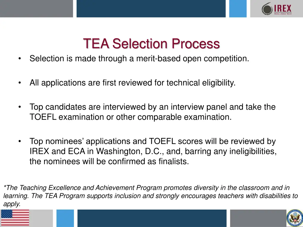 tea selection process selection is made through