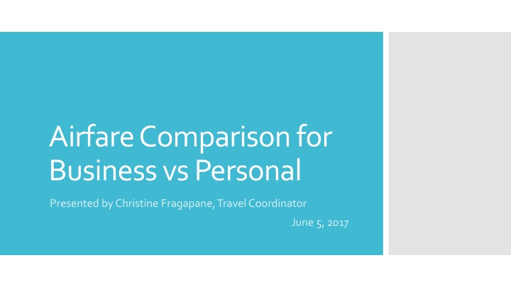 airfare comparison for business vs personal