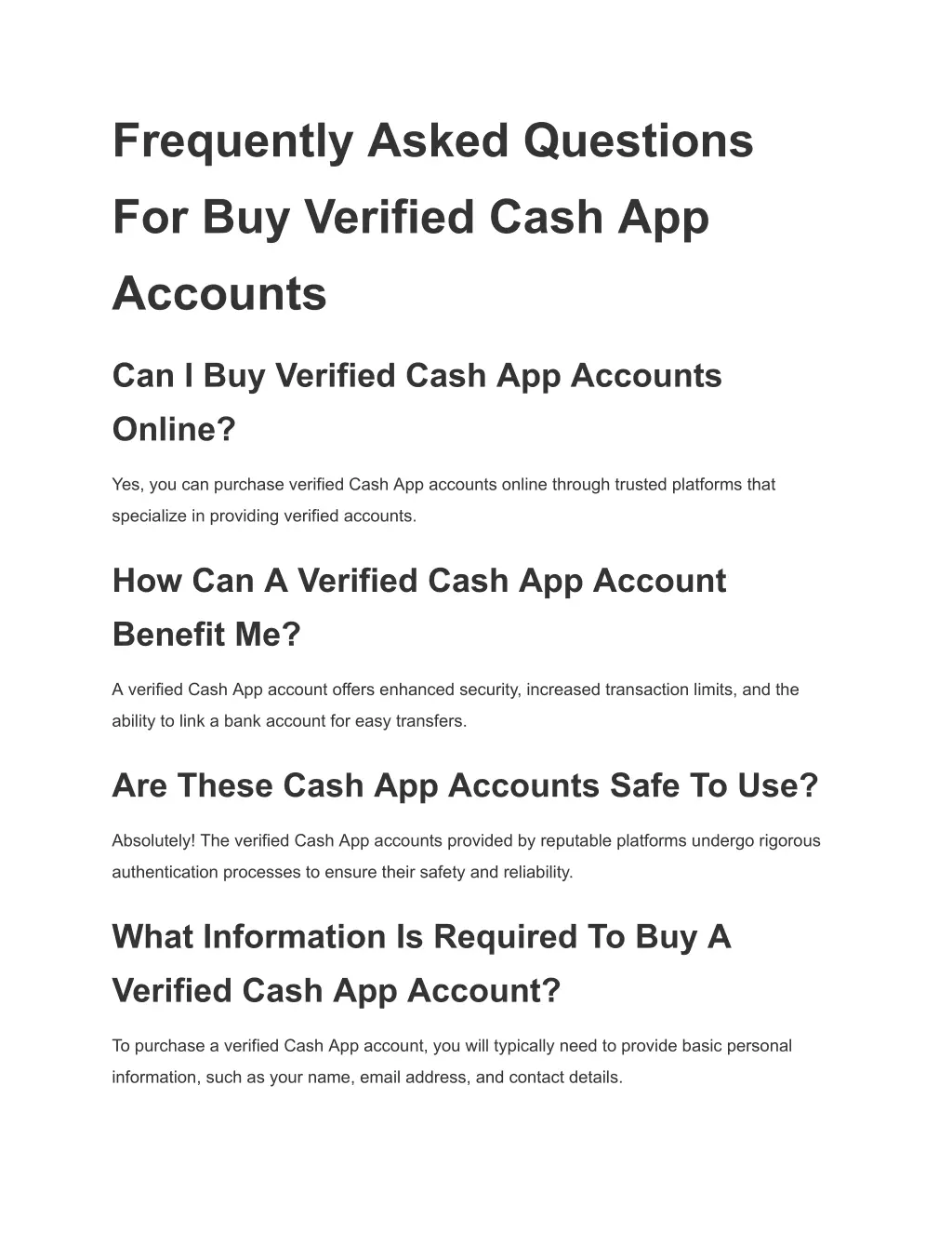 frequently asked questions for buy verified cash