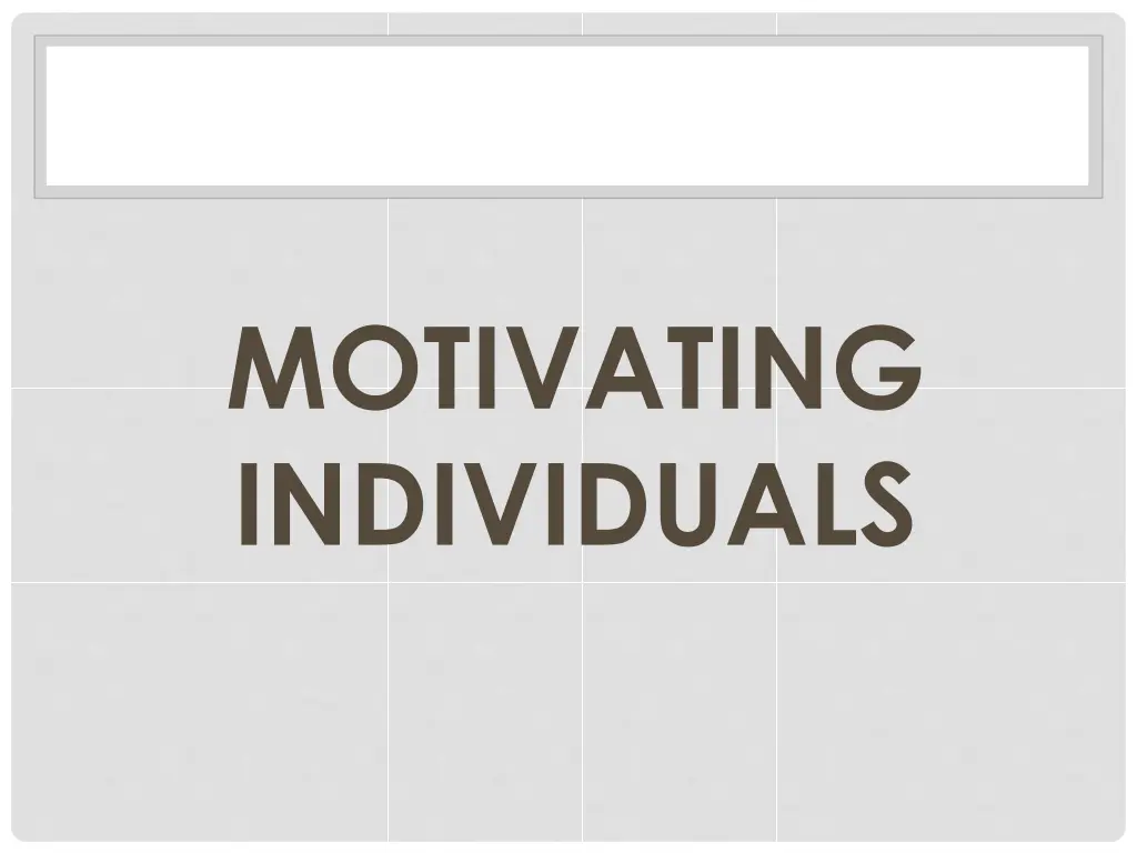 motivating individuals