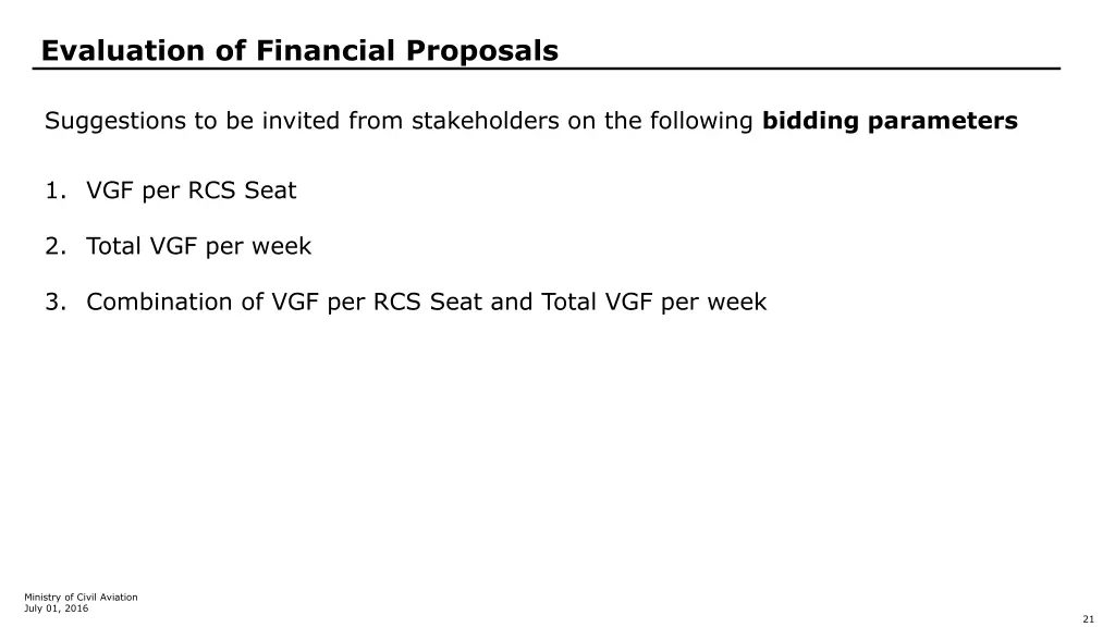 evaluation of financial proposals