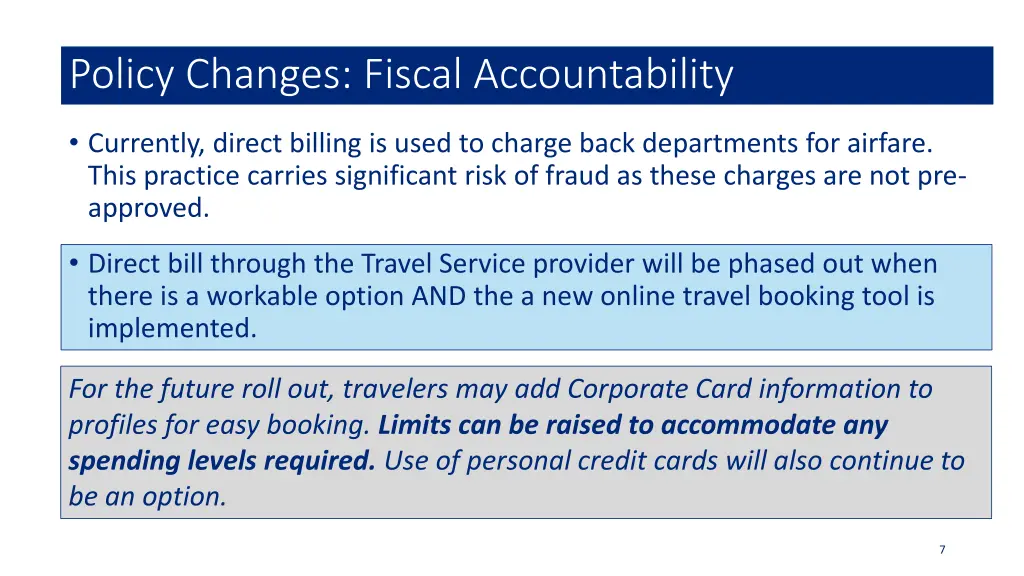 policy changes fiscal accountability