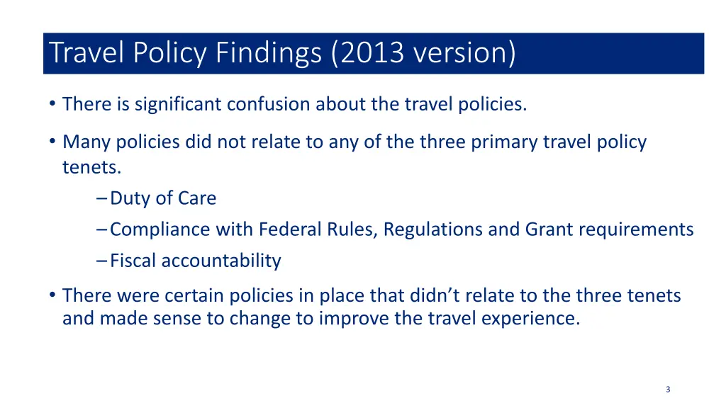 travel policy findings 2013 version