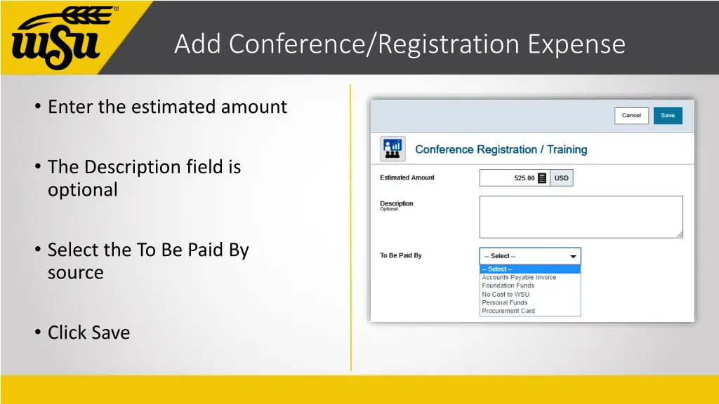 add conference registration expense 1