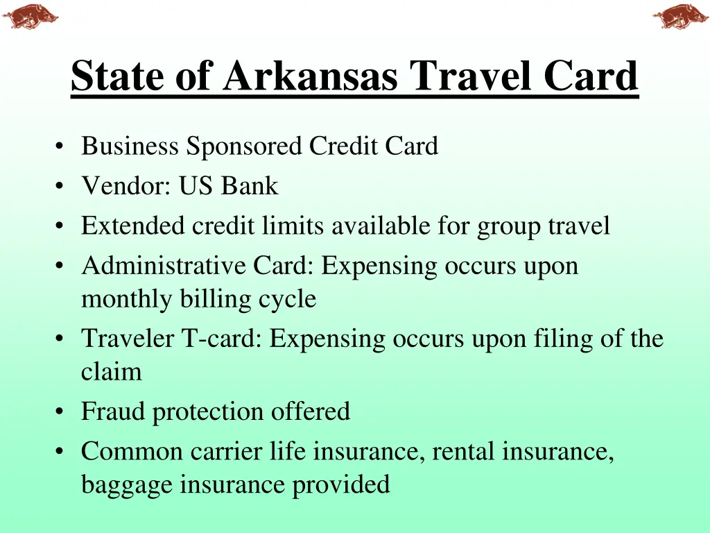 state of arkansas travel card