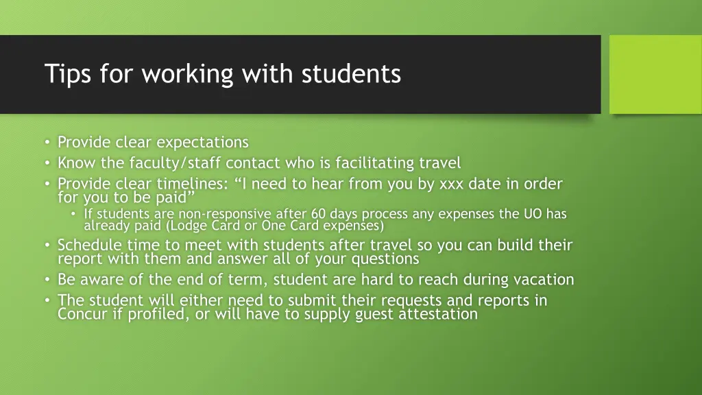 tips for working with students