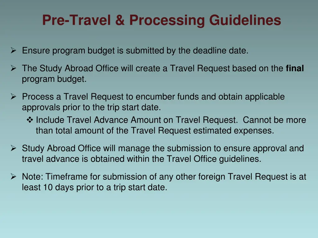 pre travel processing guidelines 2