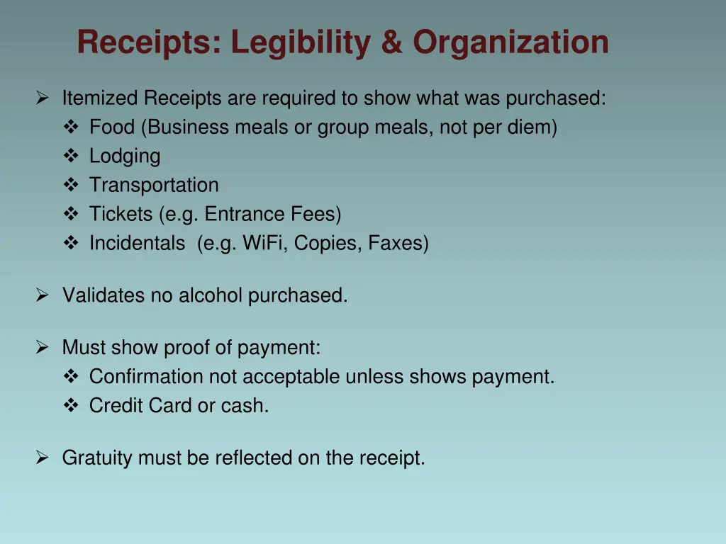 receipts legibility organization 1