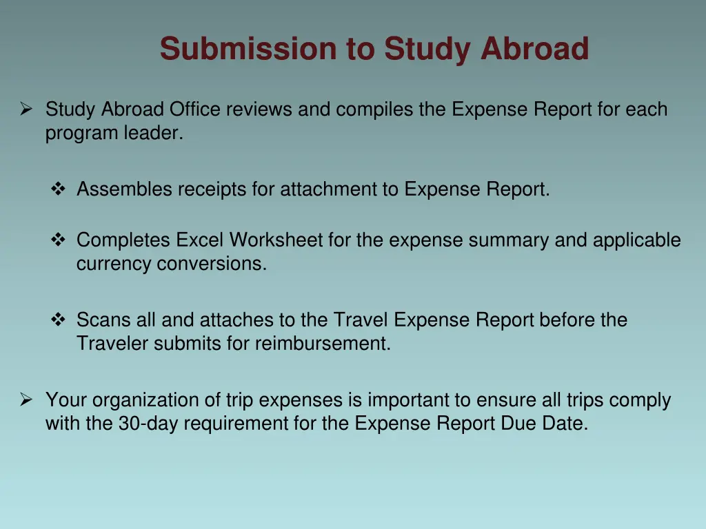 submission to study abroad