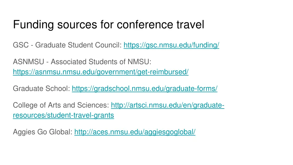 funding sources for conference travel