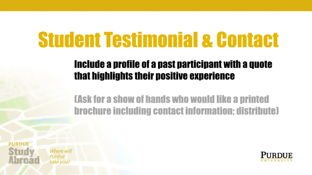 student testimonial contact include a profile