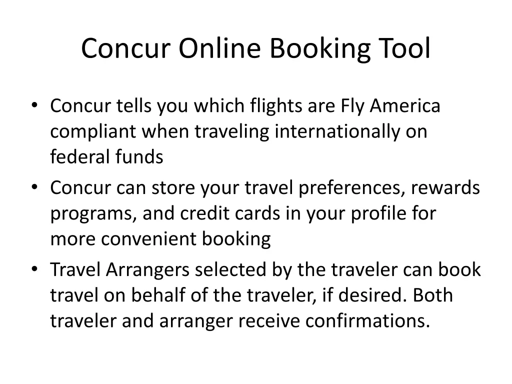 concur online booking tool 1