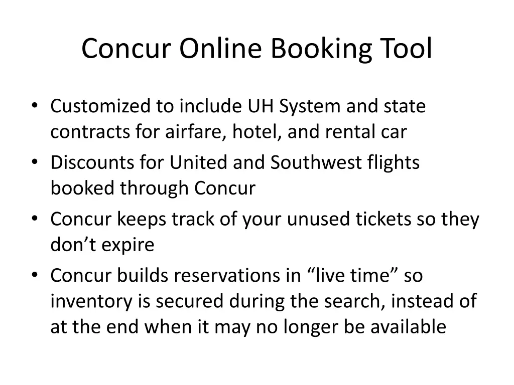 concur online booking tool