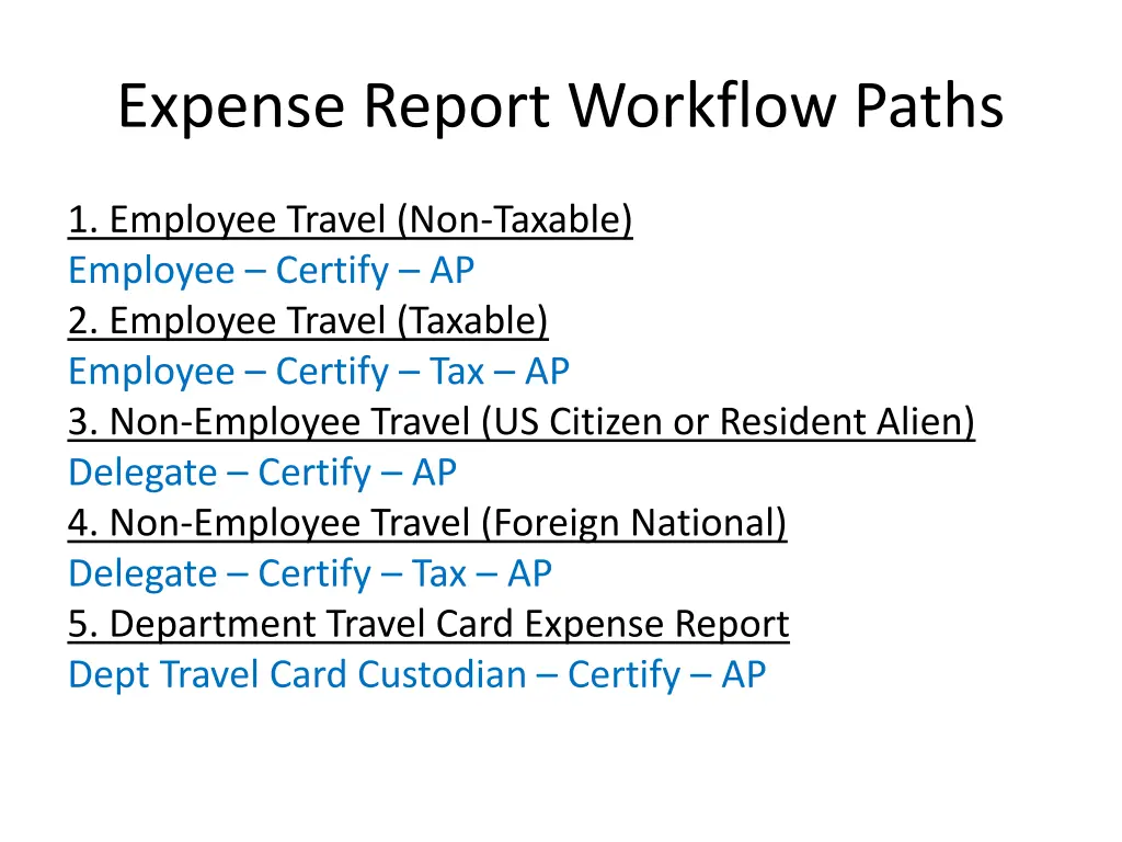 expense report workflow paths