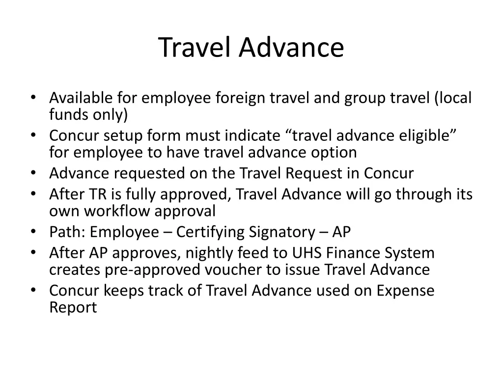 travel advance