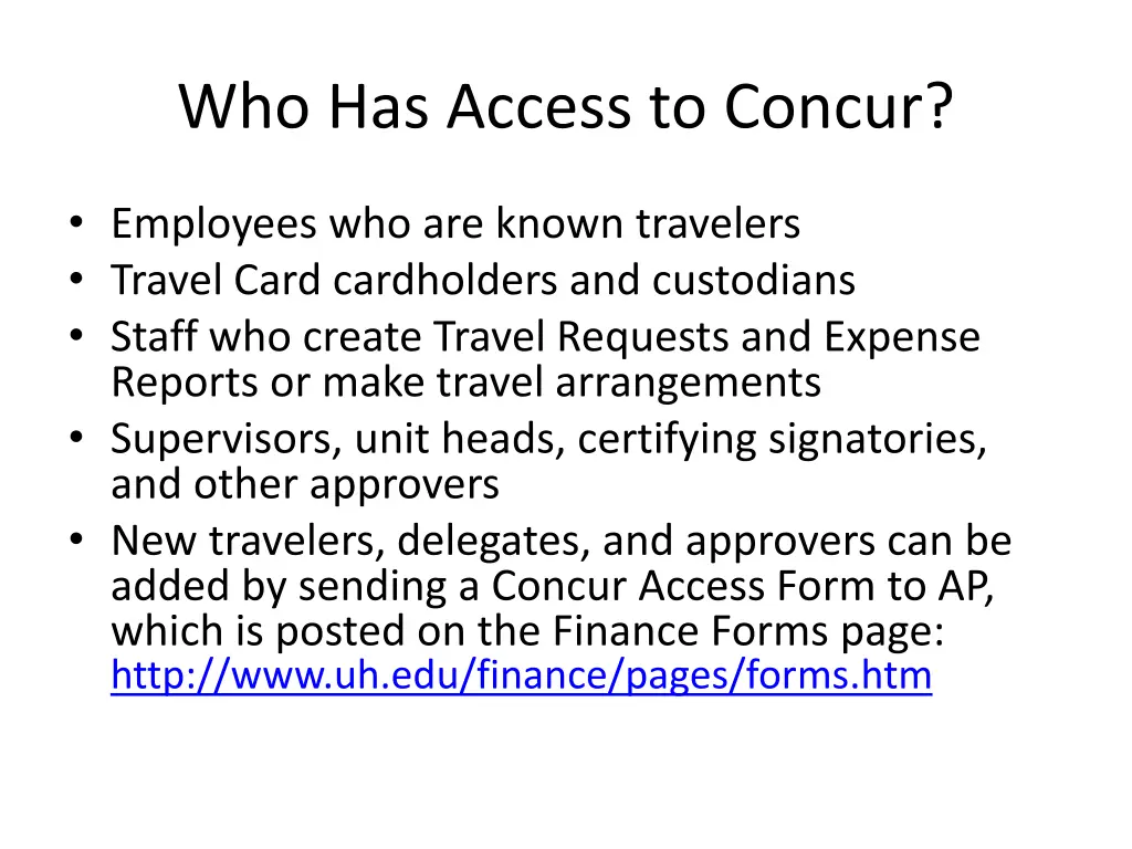 who has access to concur