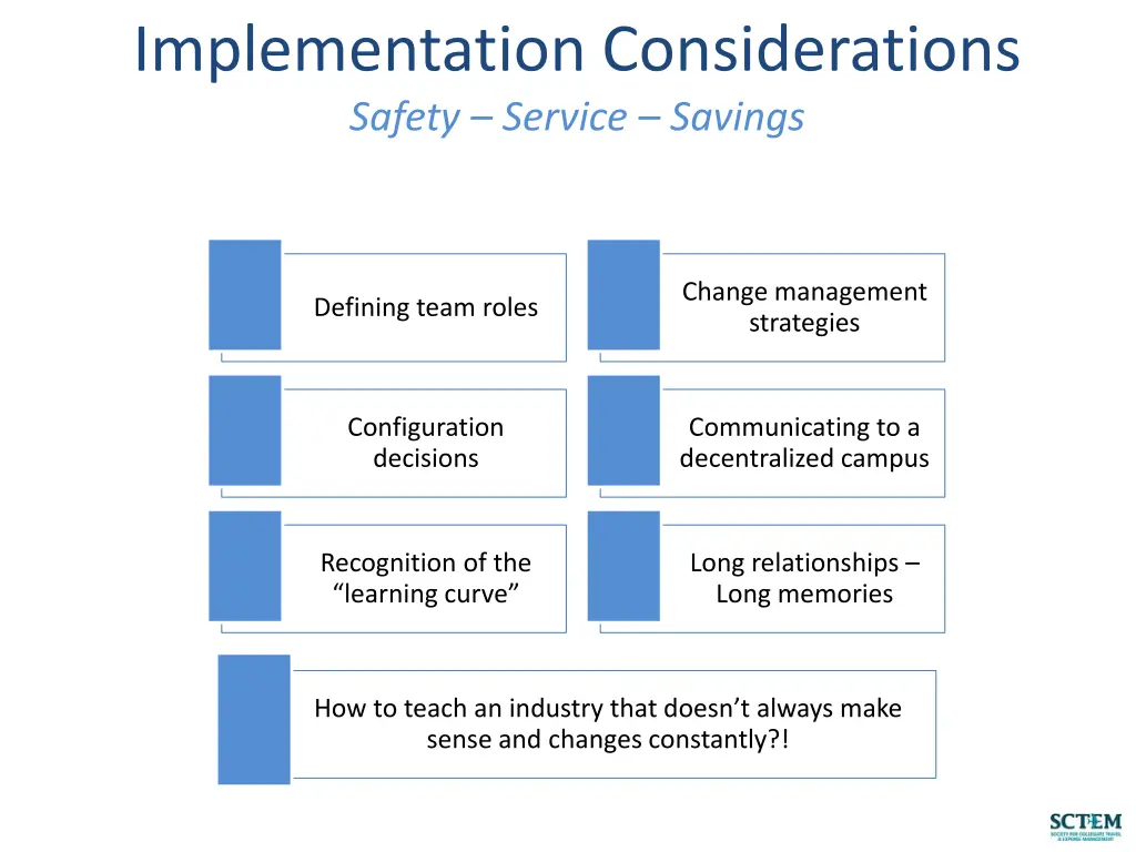 implementation considerations safety service