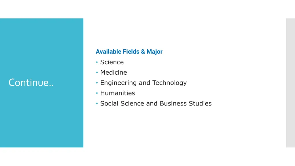 available fields major science medicine