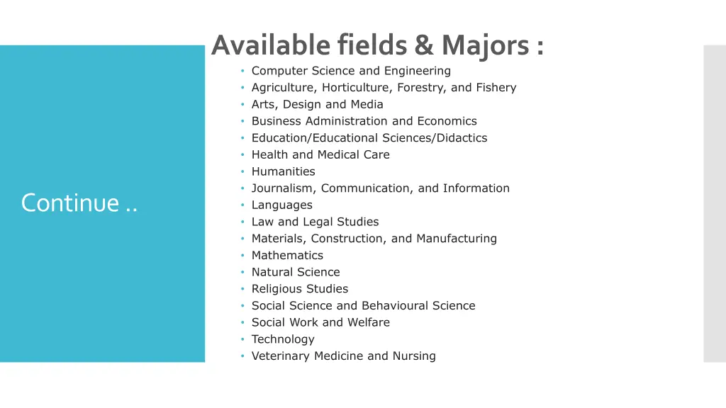 available fields majors computer science