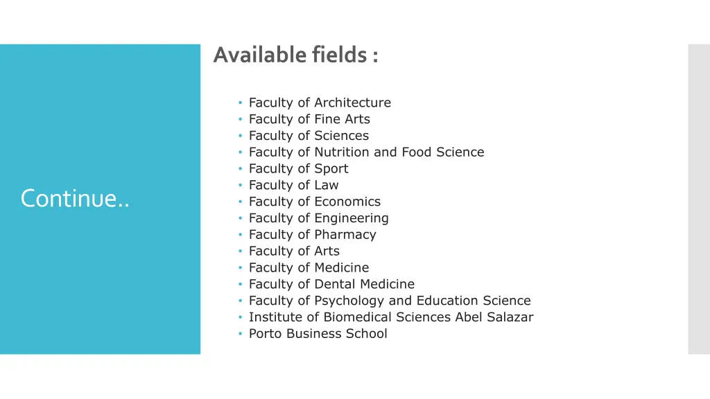 available fields