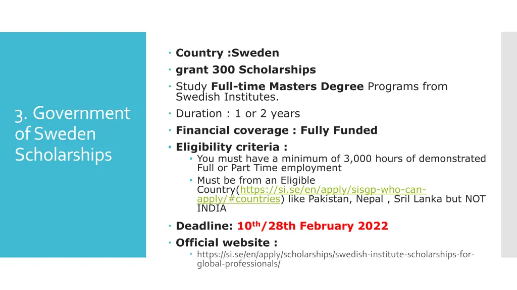 country sweden grant 300 scholarships study full