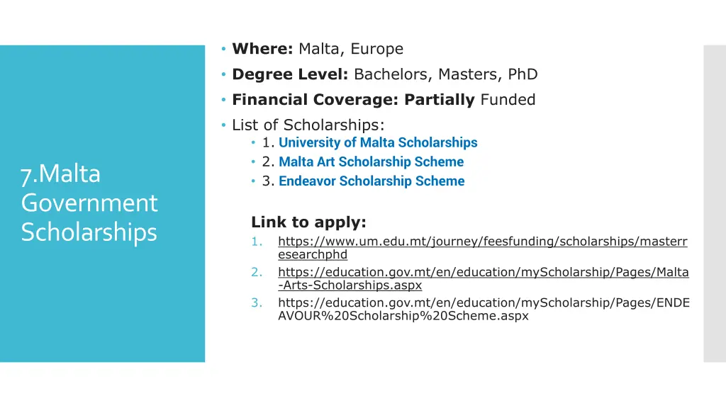 where malta europe degree level bachelors masters