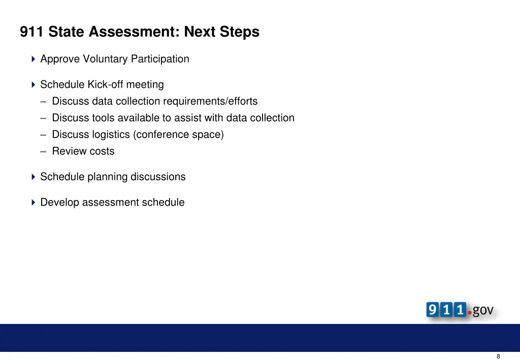 911 state assessment next steps