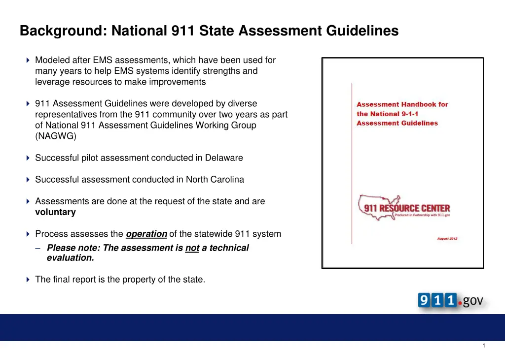 background national 911 state assessment