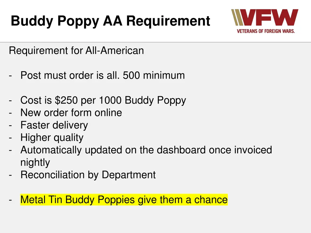 buddy poppy aa requirement