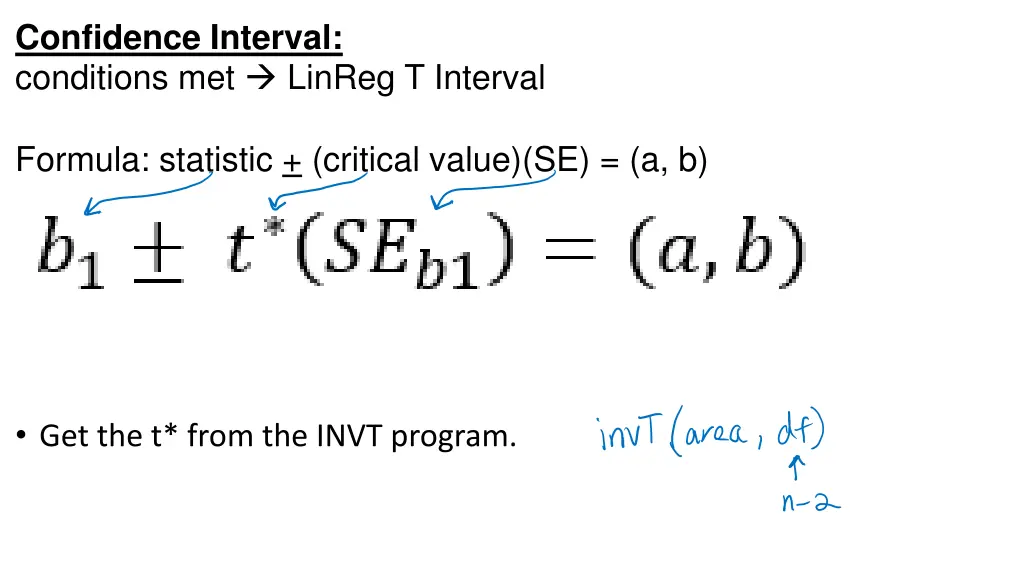 confidence interval conditions met linreg