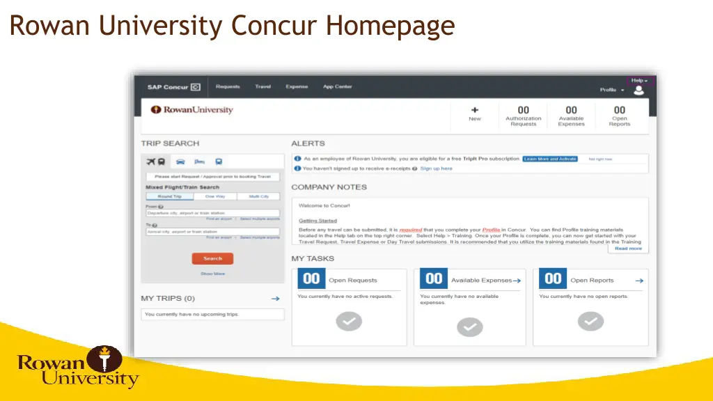 rowan university concur homepage