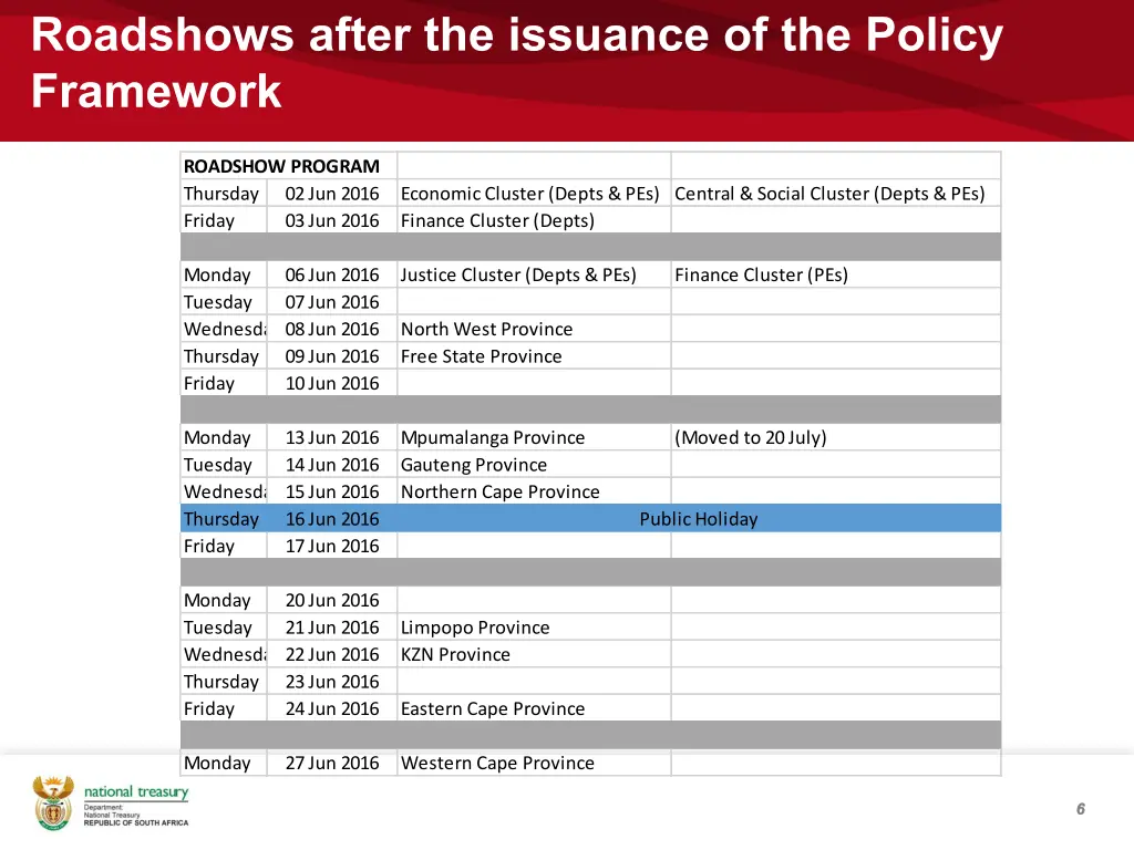 roadshows after the issuance of the policy