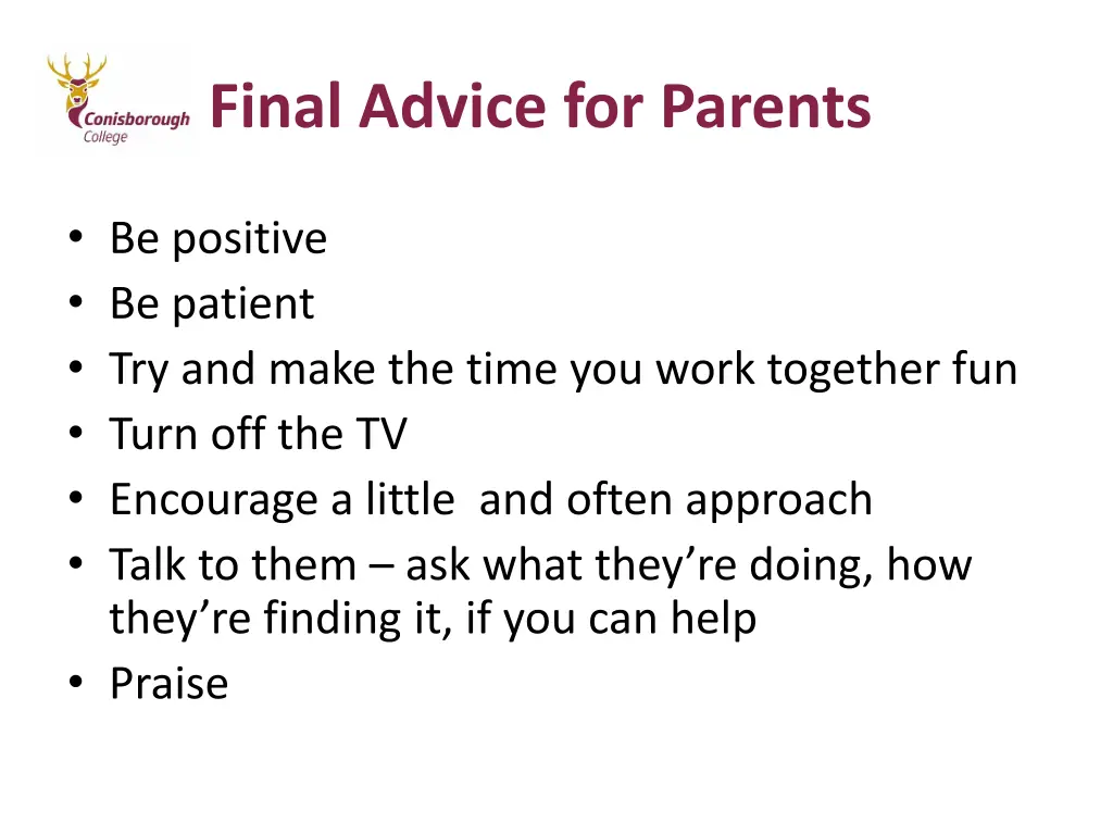 final advice for parents