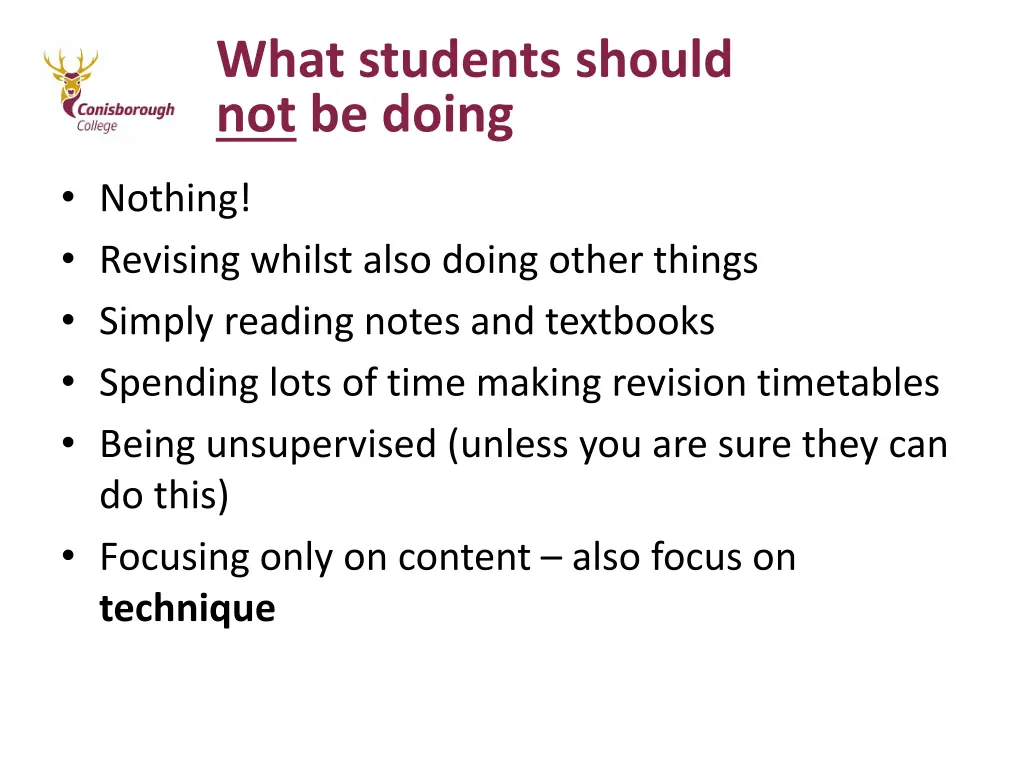 what students should not be doing