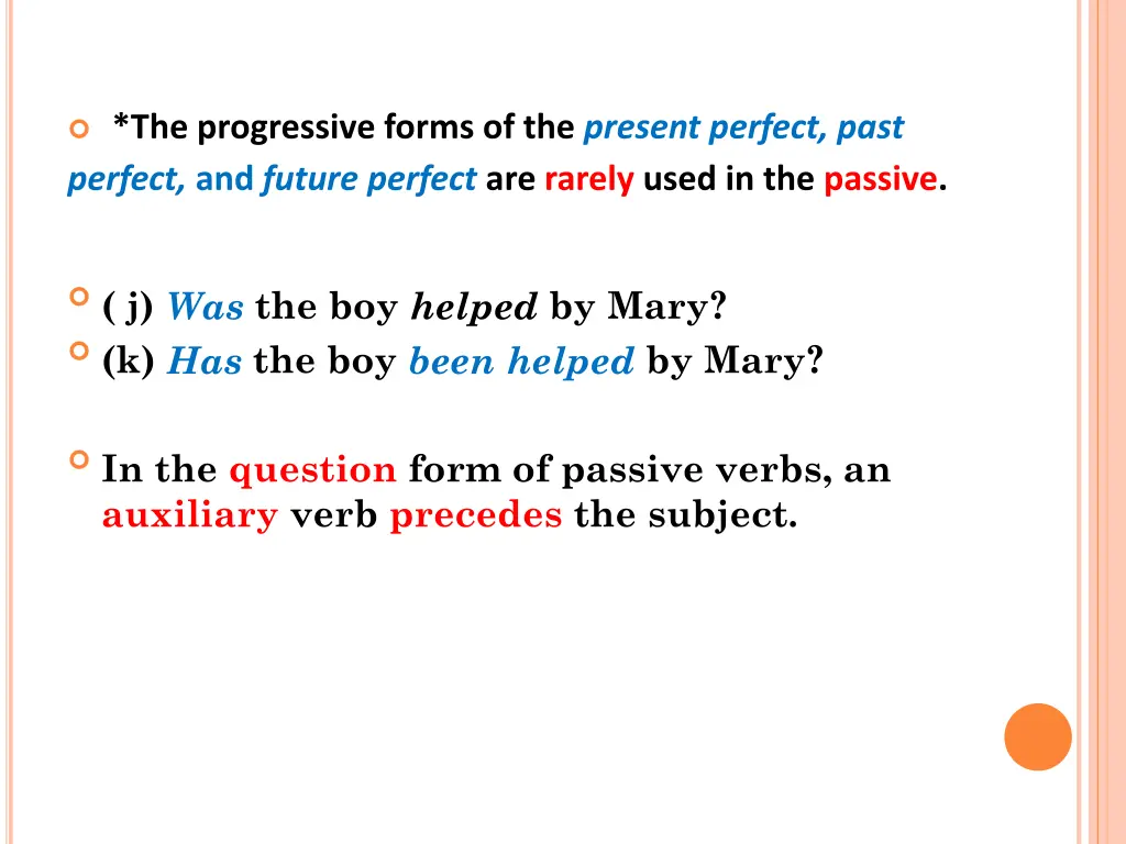 the progressive forms of the present perfect past