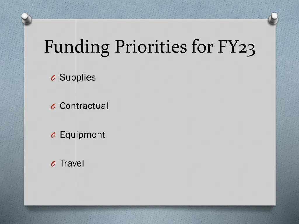 funding priorities for fy23