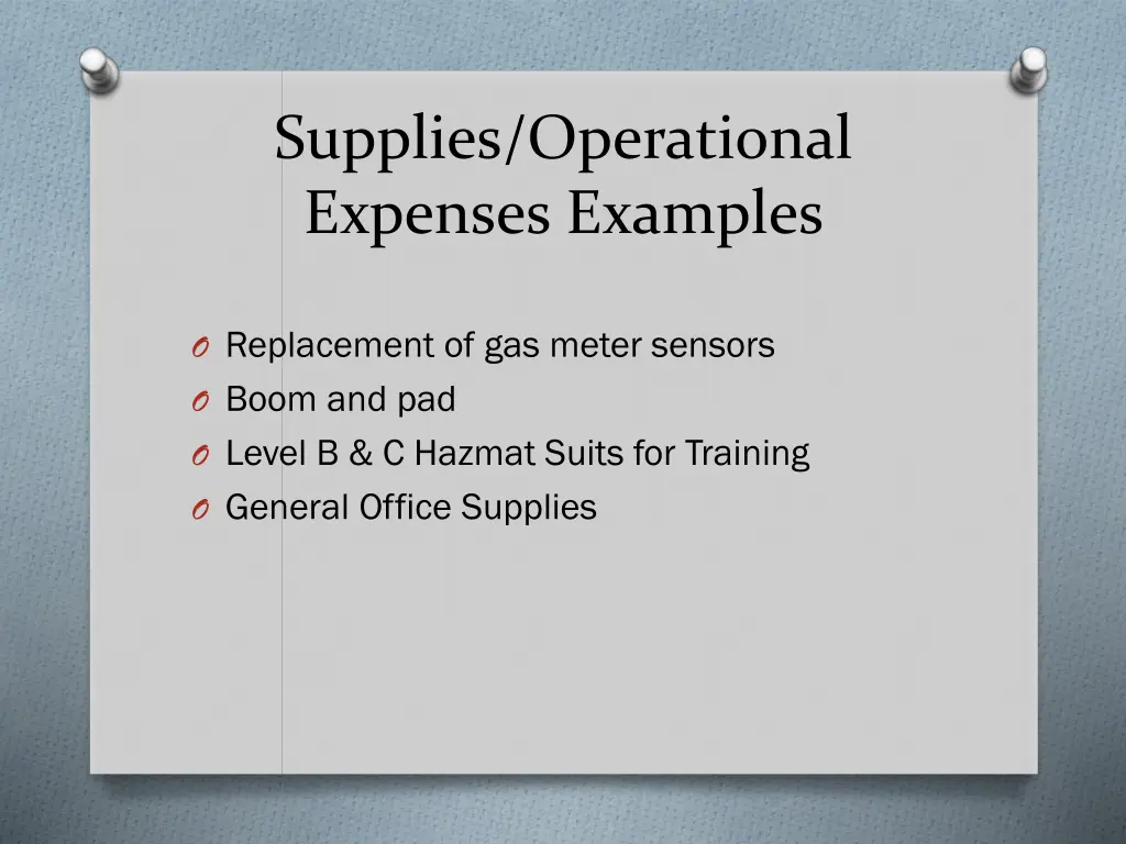 supplies operational expenses examples