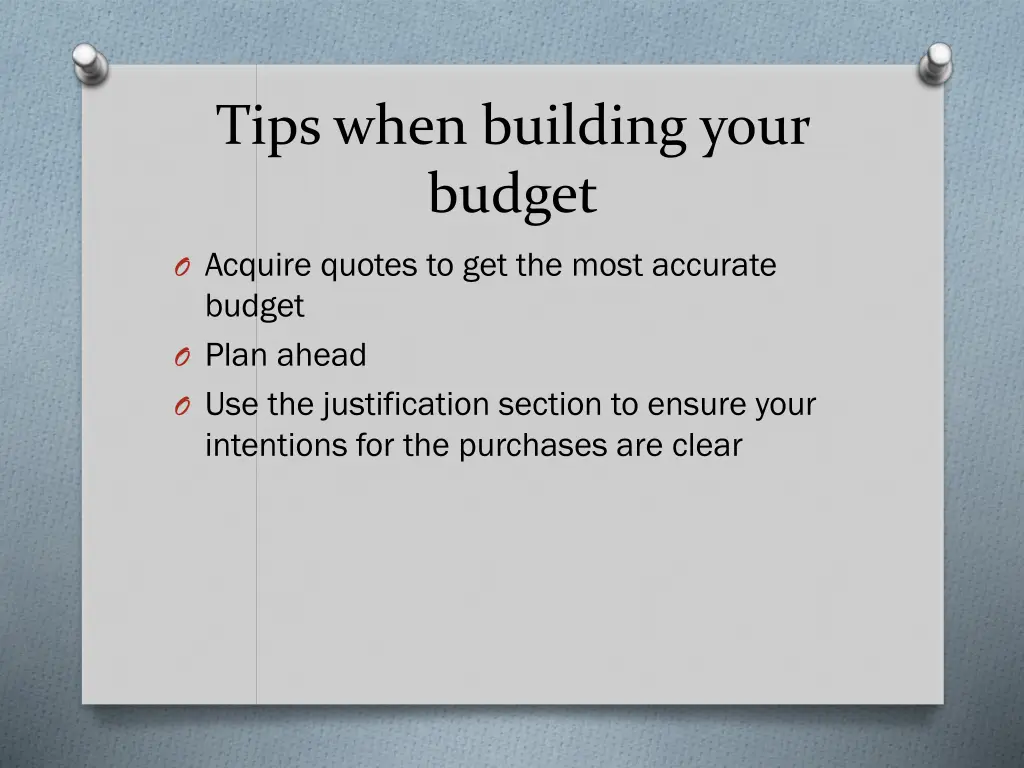 tips when building your budget