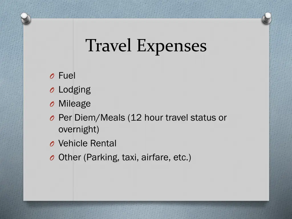 travel expenses